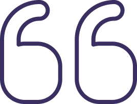 Purple quotation marks on black background.