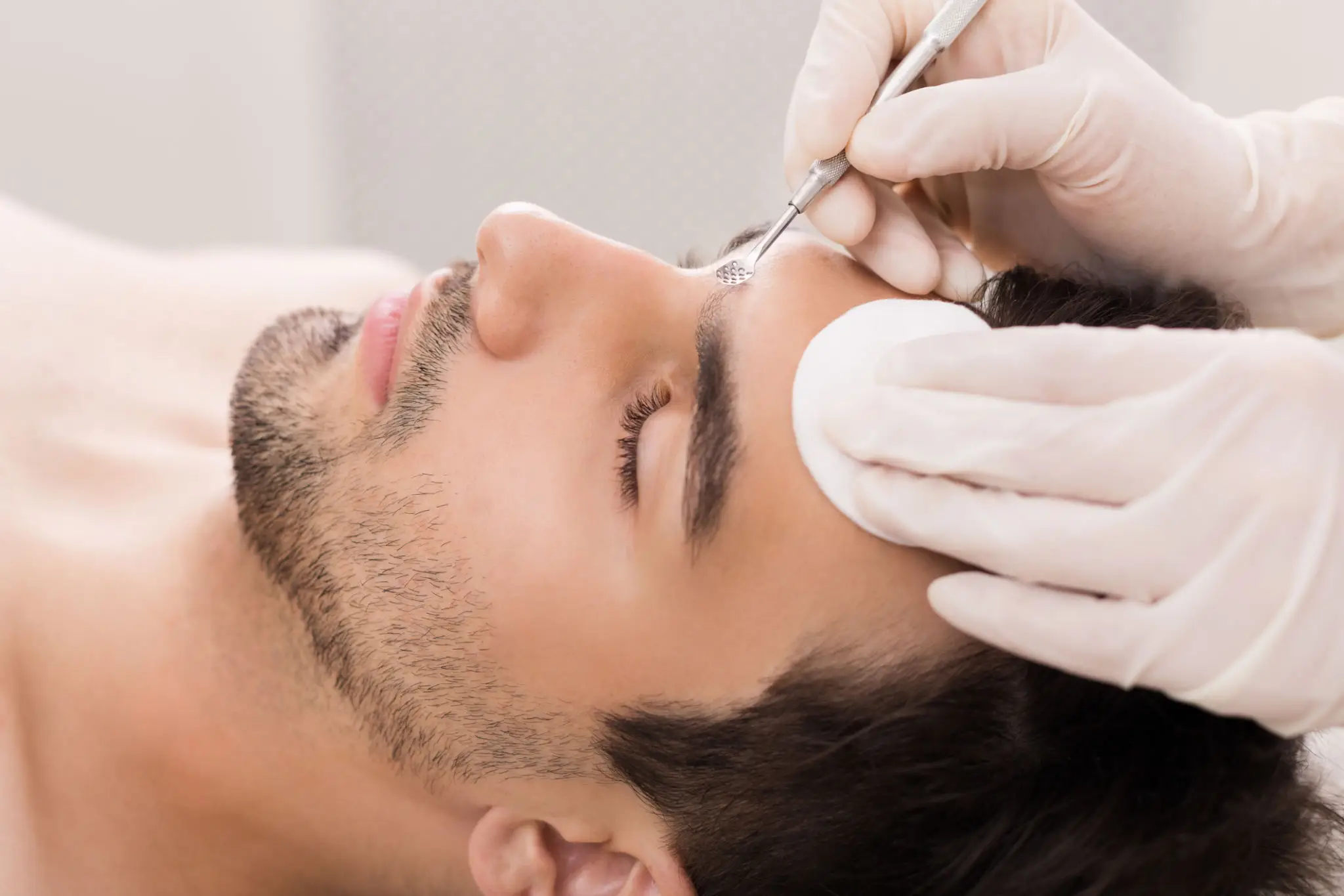 Professional microblading procedure in progress
